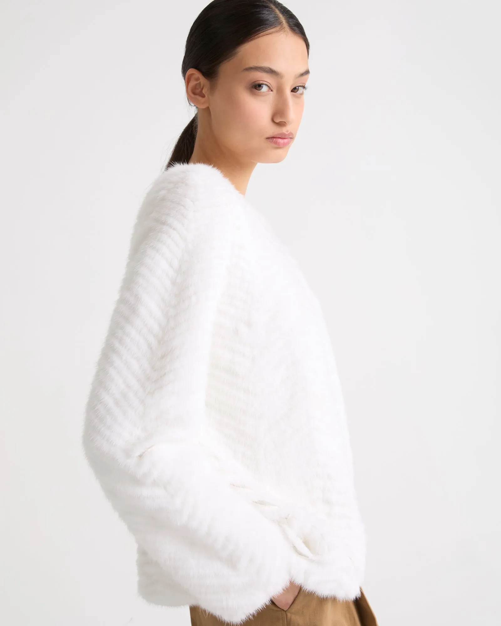 Merino knit and mink jacket