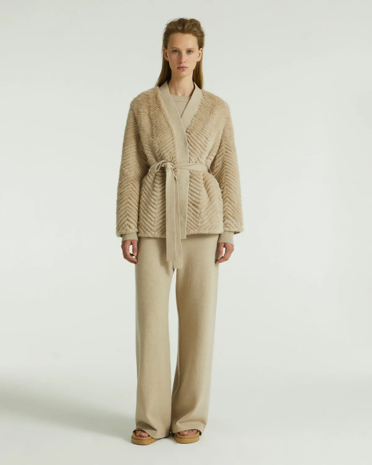 Merino knit and mink jacket