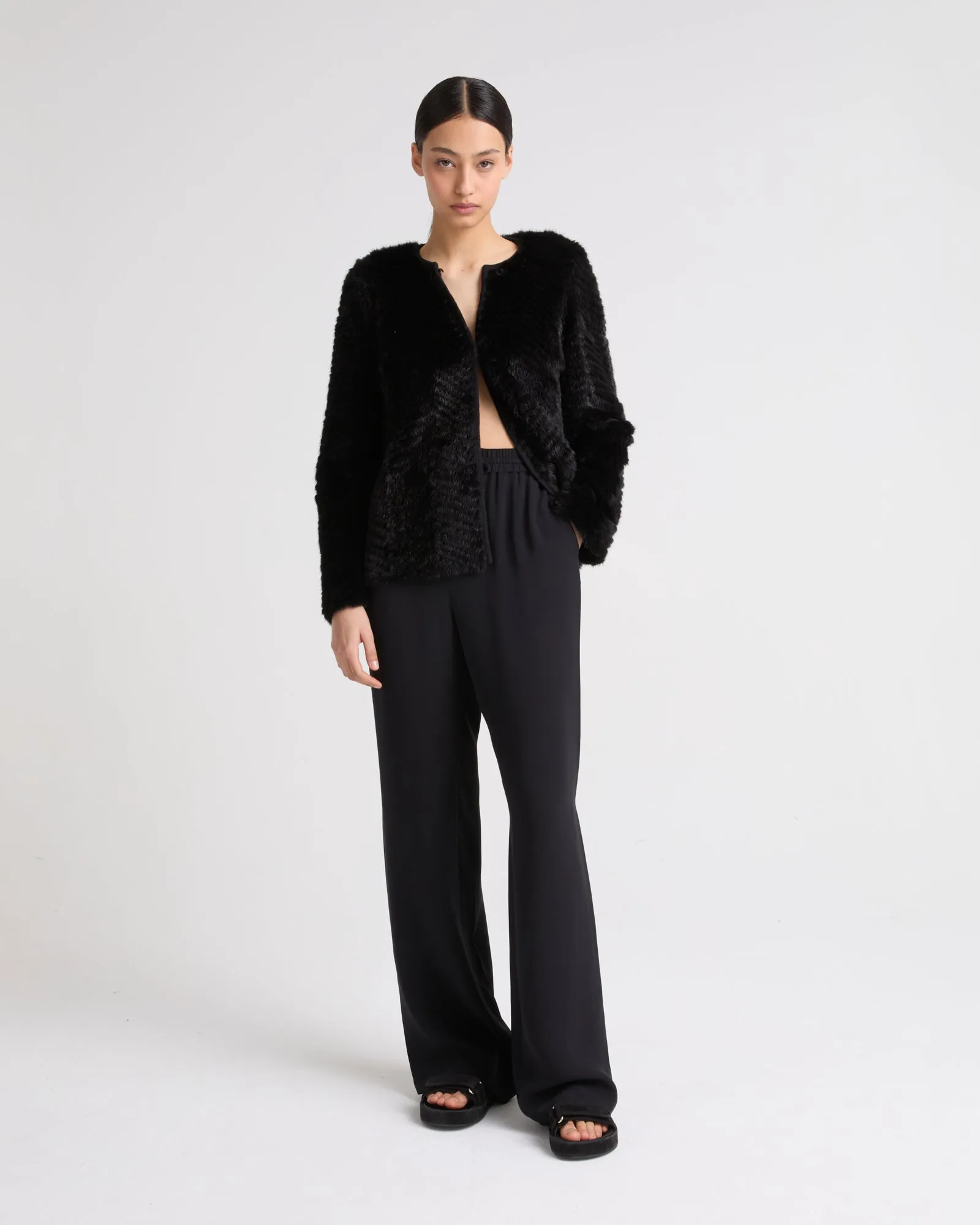 Merino knit and mink jacket