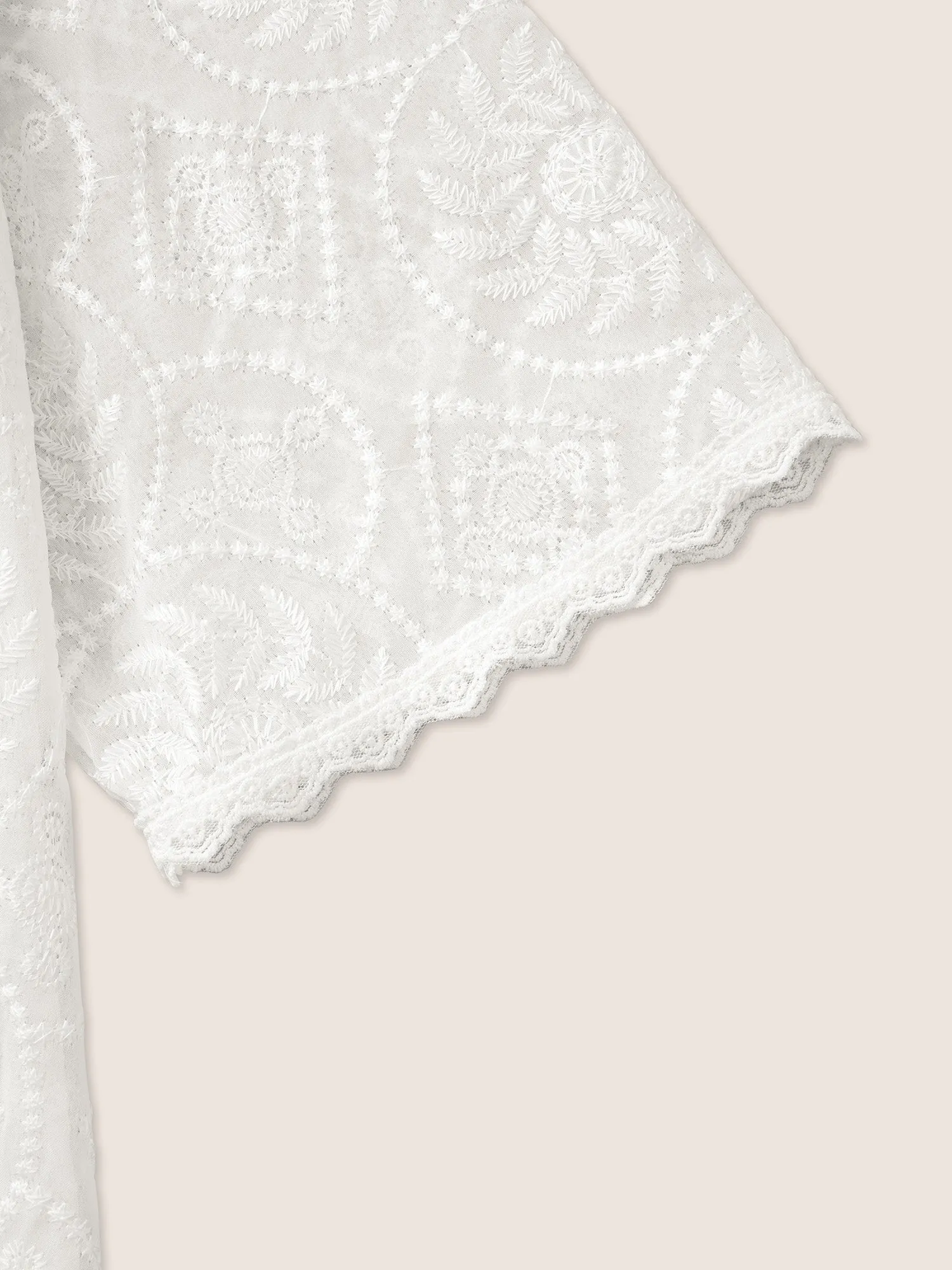 Mesh Embroidered Lace Patchwork Ties Kimono