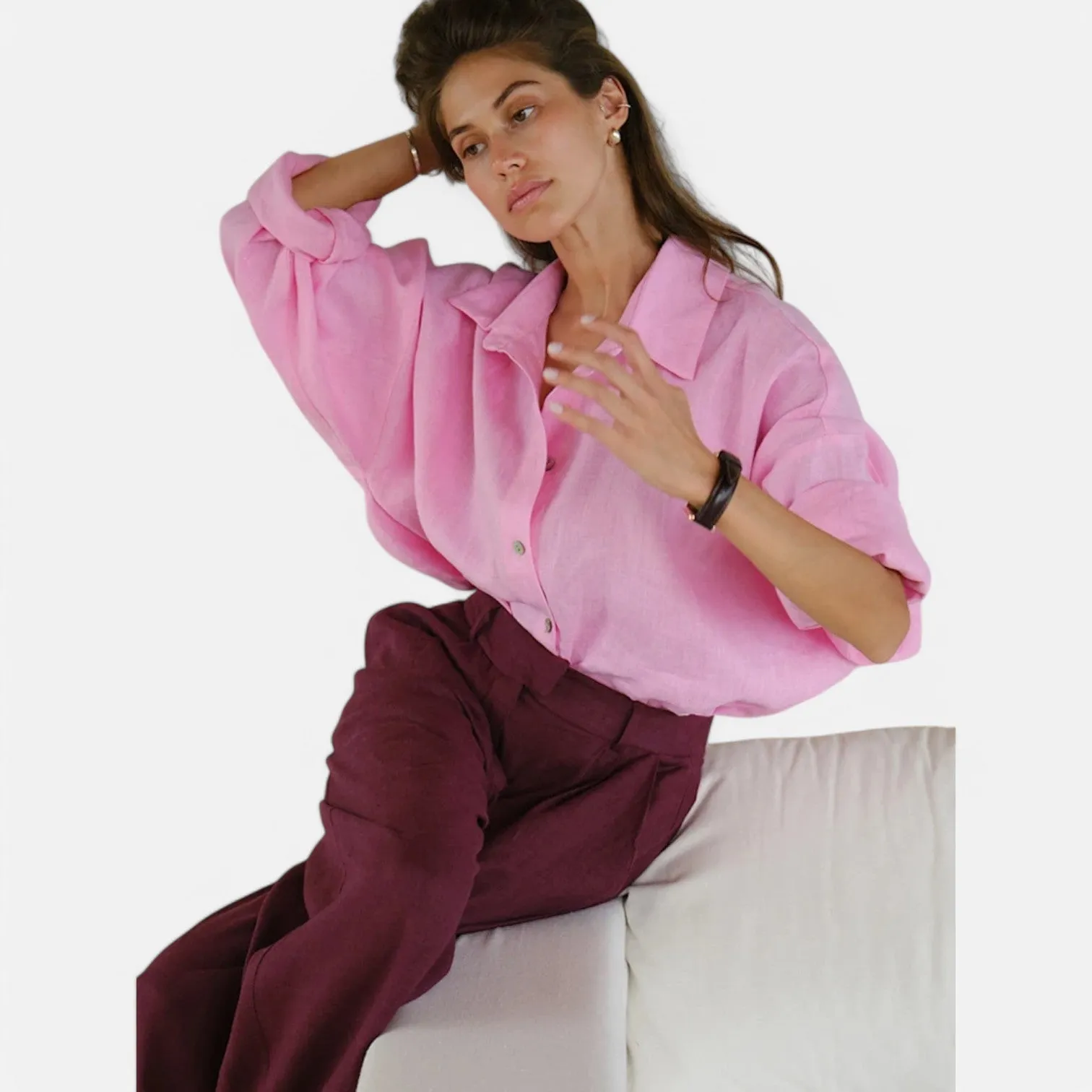 Monacogents | Linen Blend Oversize Shirt – Breezy Elegance, Effortless Chic