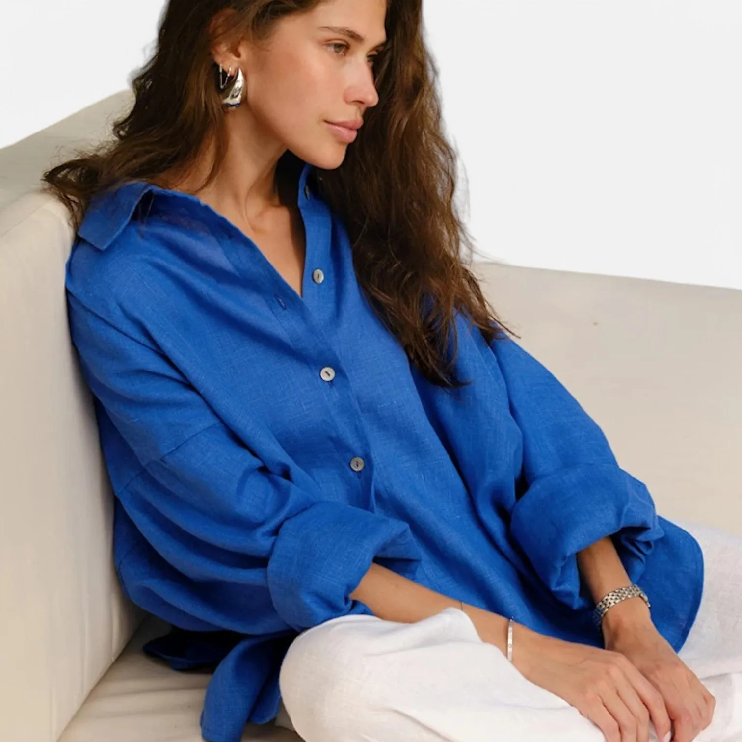 Monacogents | Linen Blend Oversize Shirt – Breezy Elegance, Effortless Chic