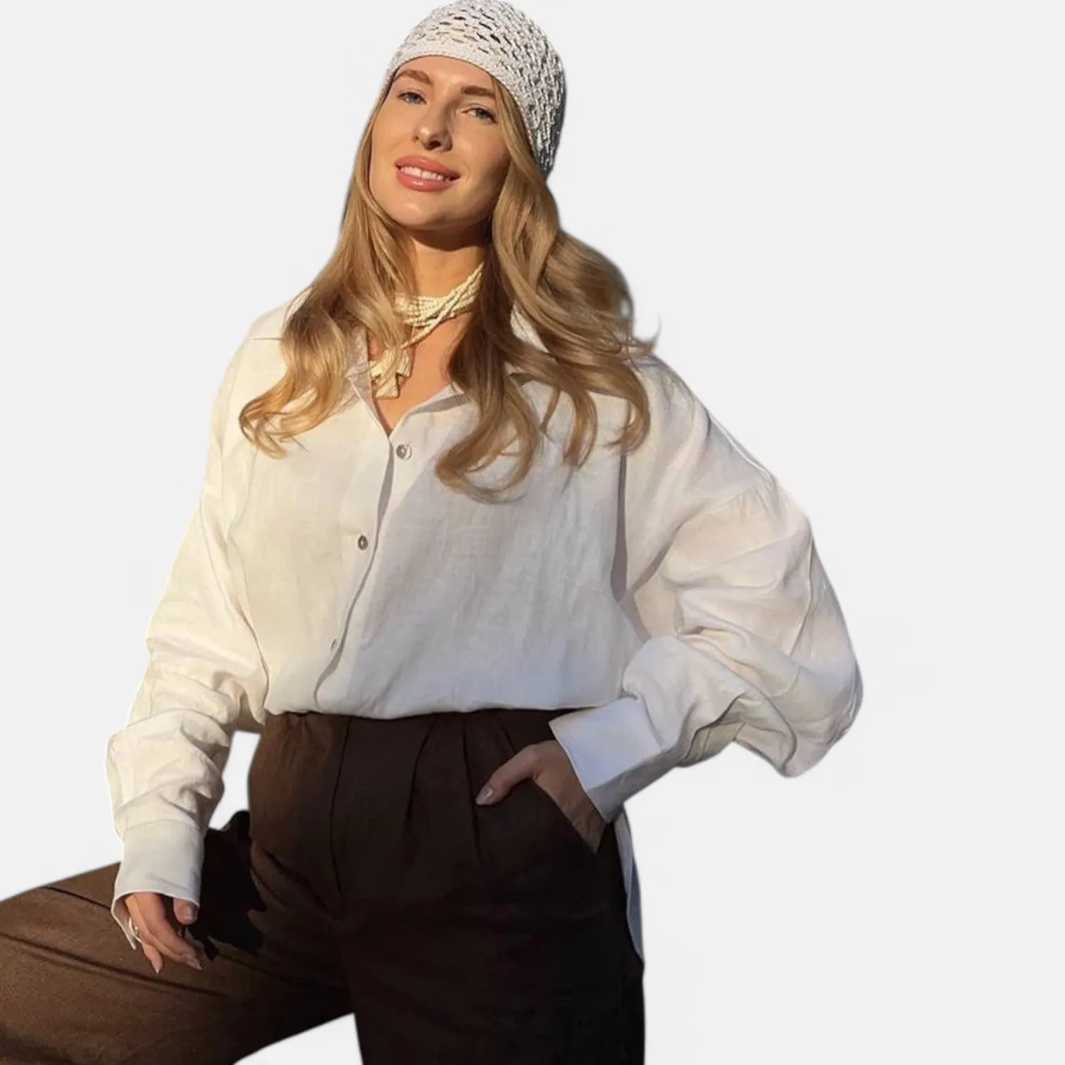 Monacogents | Linen Blend Oversize Shirt – Breezy Elegance, Effortless Chic