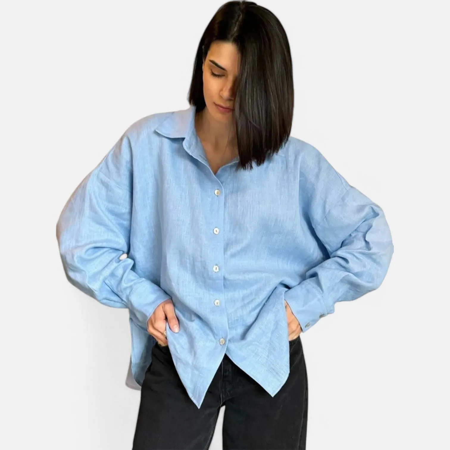 Monacogents | Linen Blend Oversize Shirt – Breezy Elegance, Effortless Chic