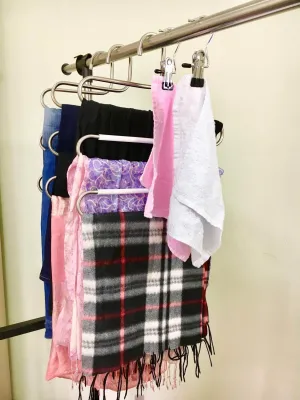 Multi Pants Hanger with Pant Hangers Space Saving Non Slip Stainless Steel with White Silicone Coating use for Jeans Pants Towel Scarf Tie