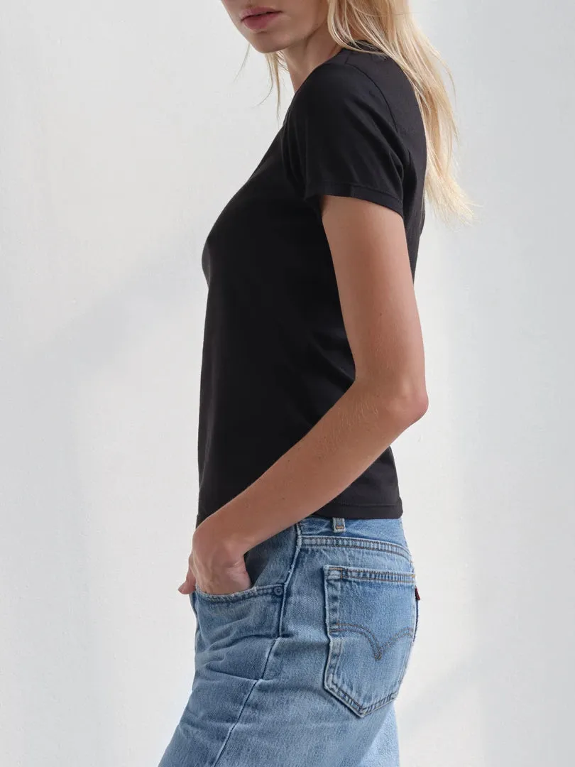MYLES PRICE Short Sleeve Crew Neck Mini Jersey Tee in Black