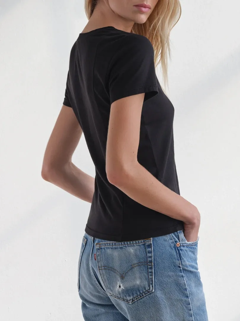 MYLES PRICE Short Sleeve Crew Neck Mini Jersey Tee in Black