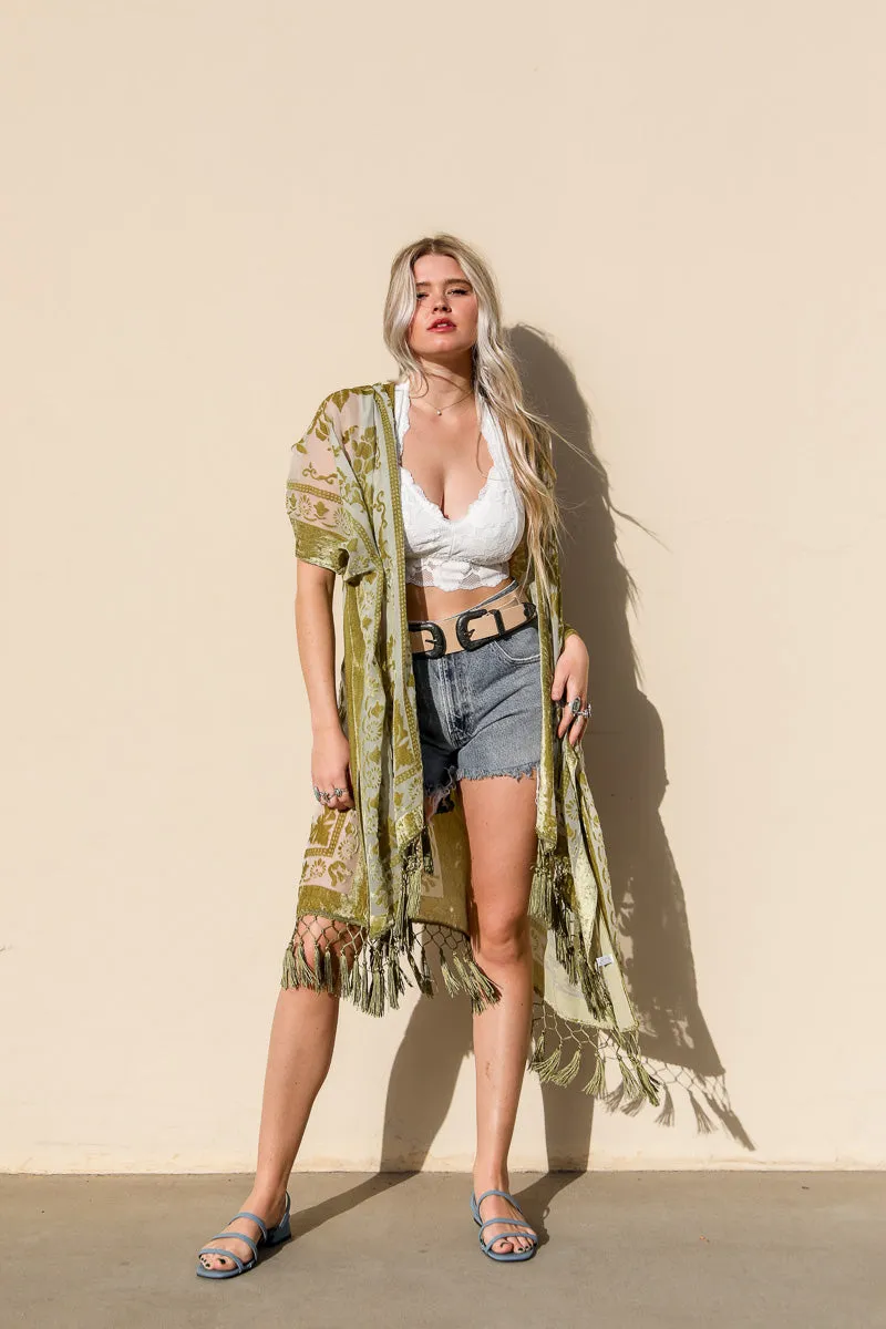 Mystic Velvet Mesh Tapestry Kimono