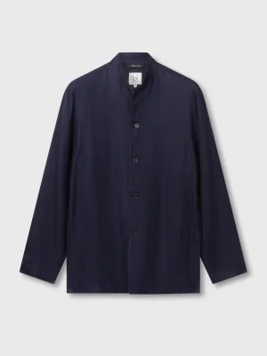 Navy Bamboo Nehru Jacket