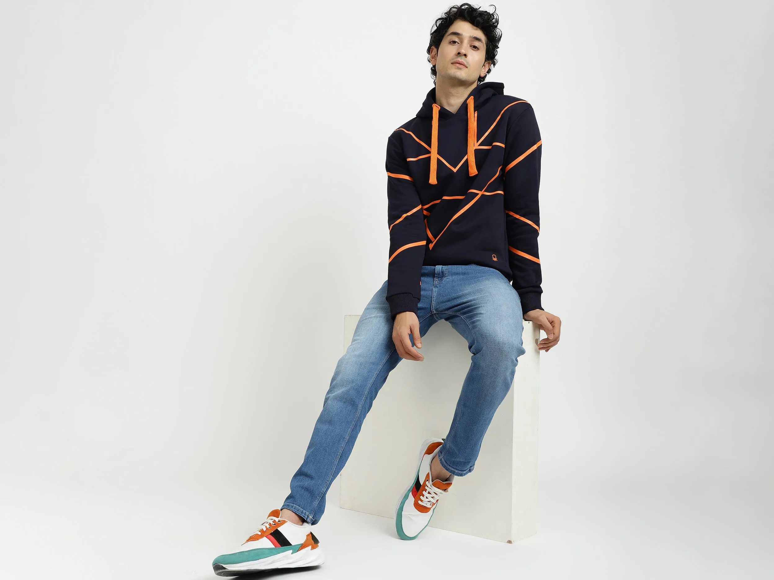 Navy Blue And Orange Sweatshirt
