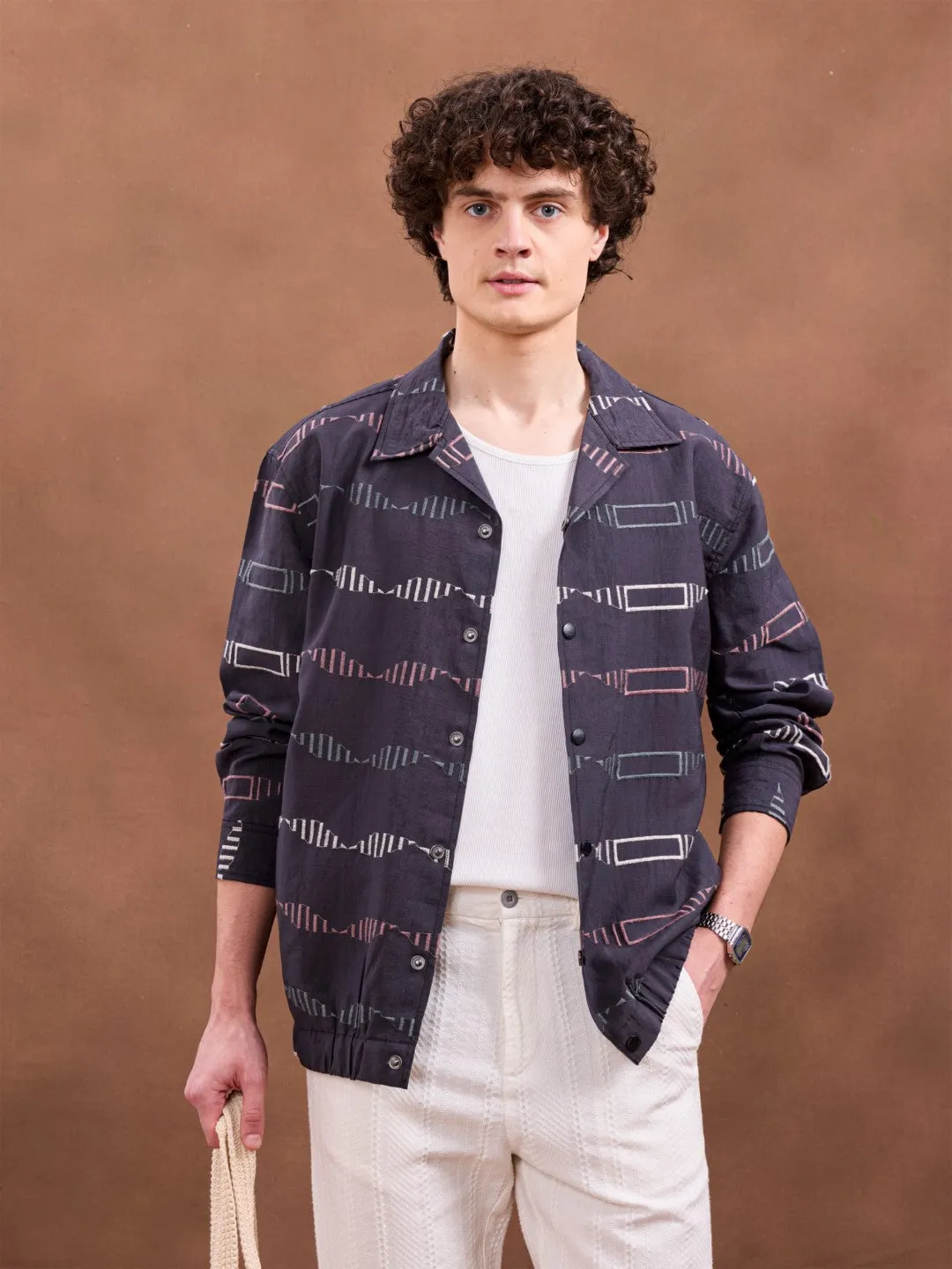 Navy Embroidery Jacket