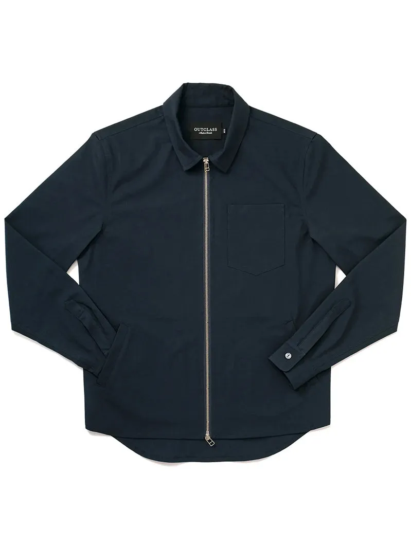 Navy Ripstop Zip-Up Overshirt