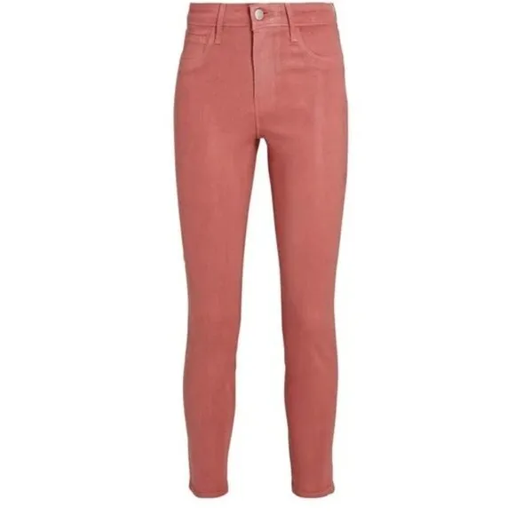 New L'Agence Size 27 Margot Skinny High Rise Stretch Dusty Rose Coated Jeans