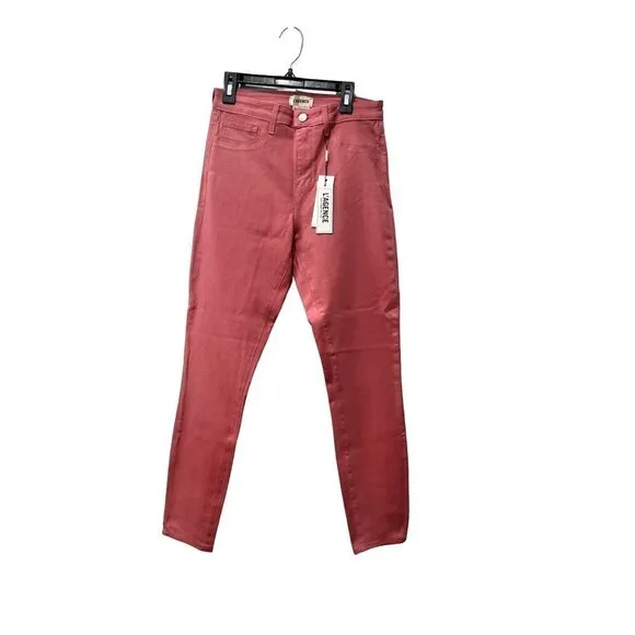 New L'Agence Size 27 Margot Skinny High Rise Stretch Dusty Rose Coated Jeans