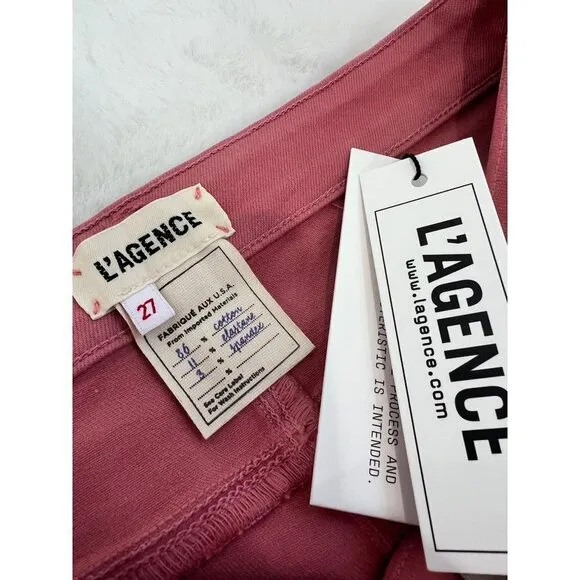 New L'Agence Size 27 Margot Skinny High Rise Stretch Dusty Rose Coated Jeans
