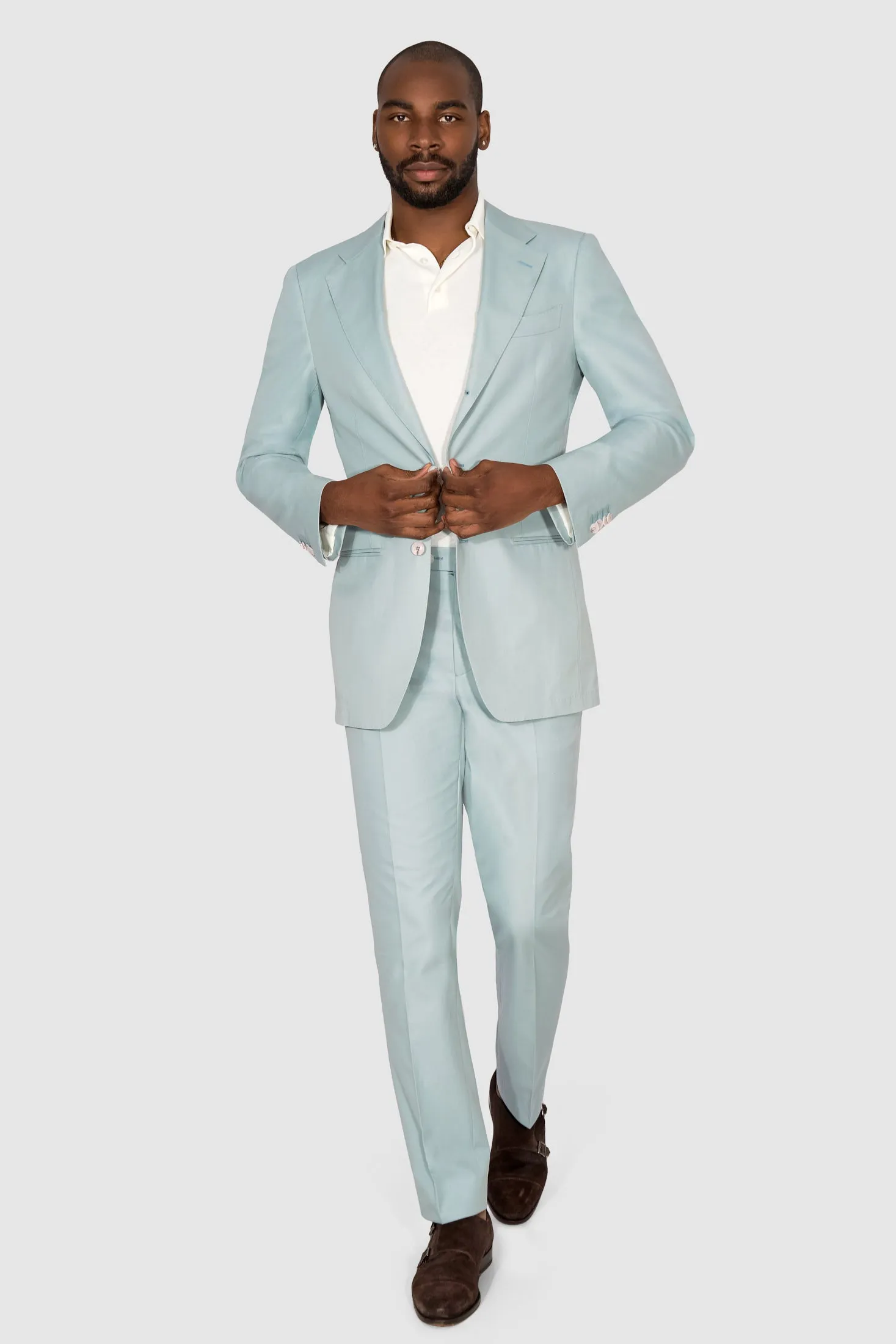 New Suitsupply Havana Cyan Blue Pure Cotton Unlined 3 Roll 2 Suit - Many Sizes Available (FINAL SALE)