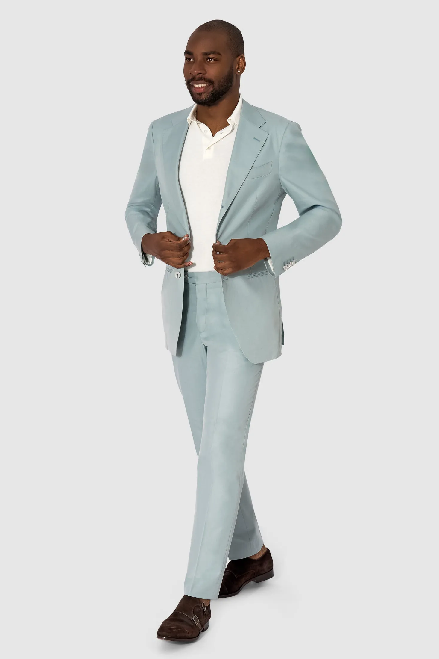 New Suitsupply Havana Cyan Blue Pure Cotton Unlined 3 Roll 2 Suit - Many Sizes Available (FINAL SALE)