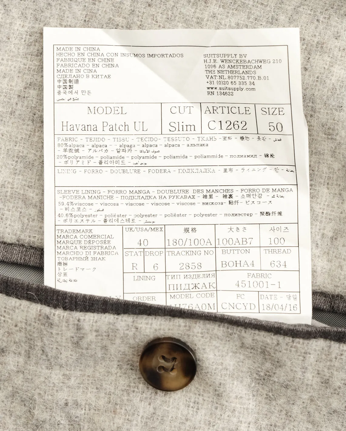 New Suitsupply Havana Light Gray Alpaca Unlined Blazer - Size 38R