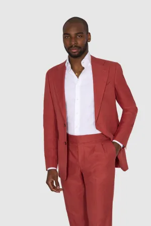 New Suitsupply Havana Raspberry Red Pure Cotton Wide Lapel Suit - 38R, 40R, 42R, 44R