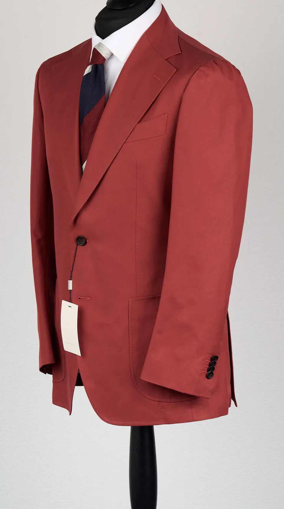 New Suitsupply Havana Raspberry Red Pure Cotton Wide Lapel Suit - 38R, 40R, 42R, 44R
