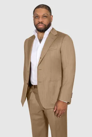 New Suitsupply Havana Tulip Mid Brown Herringbone Pure Wool Unlined Suit - Size 36S, 36R, 38R, 40S, 40R, 40L, 42S, 42R, 44S, 44R, 48R