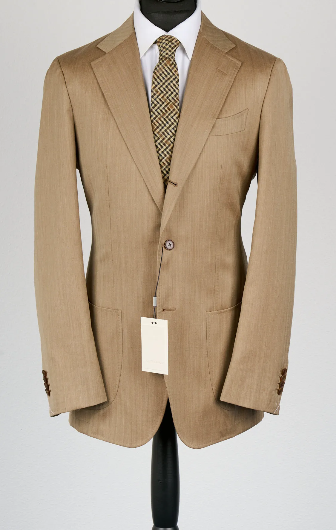 New Suitsupply Havana Tulip Mid Brown Herringbone Pure Wool Unlined Suit - Size 36S, 36R, 38R, 40S, 40R, 40L, 42S, 42R, 44S, 44R, 48R