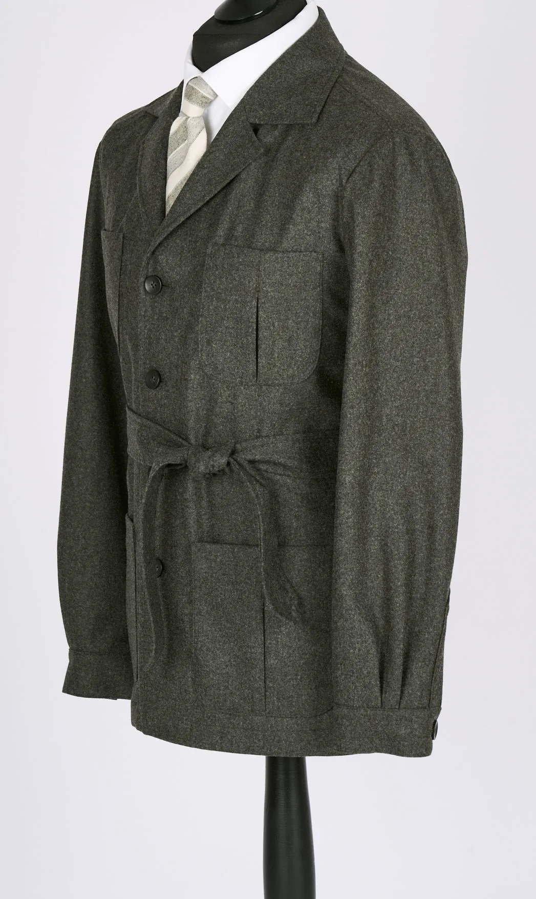 New Suitsupply Sahara Green/Gray Pure Wool Light Flannel Safari Jacket - 36R, 38R, 42R, 44R, 46R