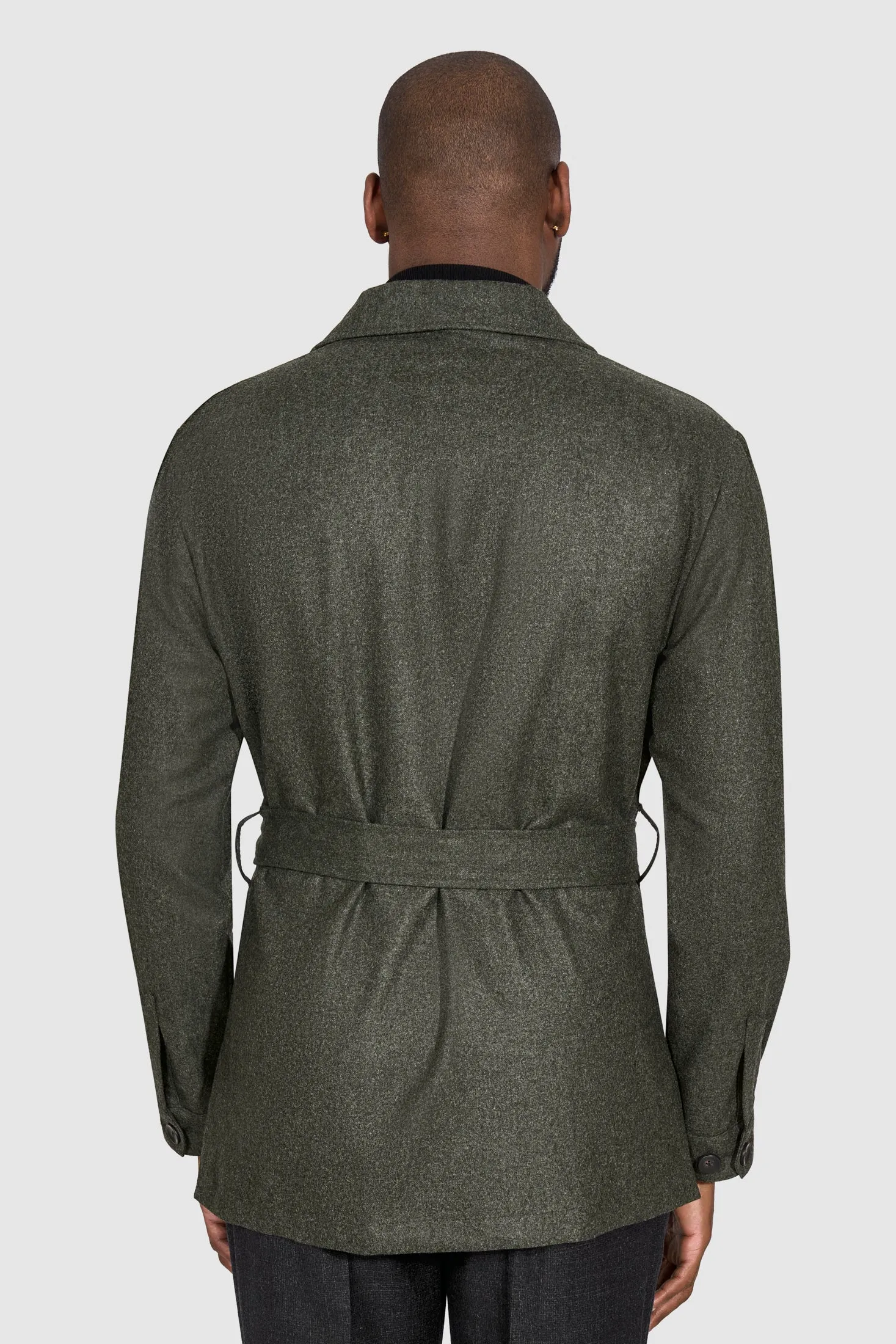 New Suitsupply Sahara Green/Gray Pure Wool Light Flannel Safari Jacket - 36R, 38R, 42R, 44R, 46R