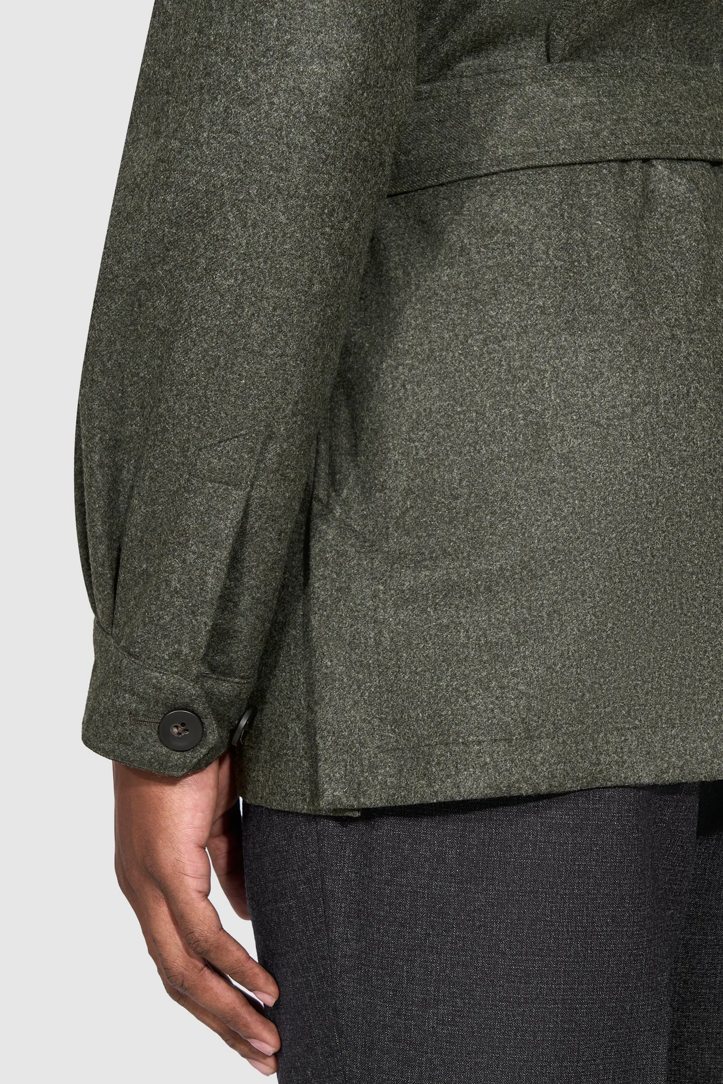 New Suitsupply Sahara Green/Gray Pure Wool Light Flannel Safari Jacket - 36R, 38R, 42R, 44R, 46R