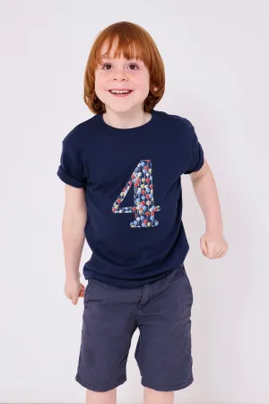 Number Navy T-Shirt in Ethan's Party Liberty Print