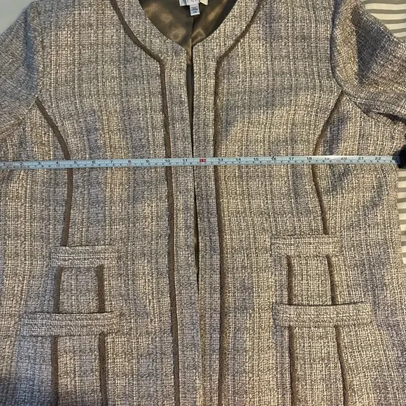 NWT CHICO'S TRAVEL COLLECTION WOVEN OPEN FRONT JACKET/BLAZER &quot;DAPHNE&quot; SIZE 3