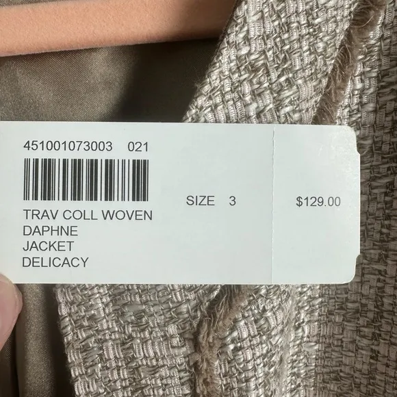 NWT CHICO'S TRAVEL COLLECTION WOVEN OPEN FRONT JACKET/BLAZER &quot;DAPHNE&quot; SIZE 3