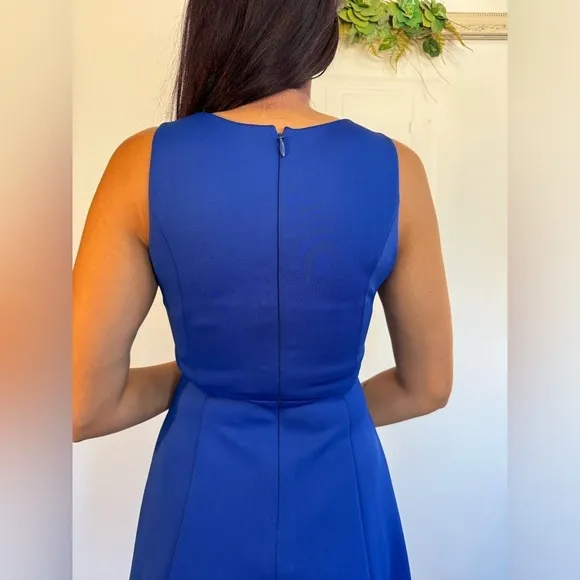 NWT guess size 0  Royal Blue Mesh V Sleeveless Short Fit N Flare Dress