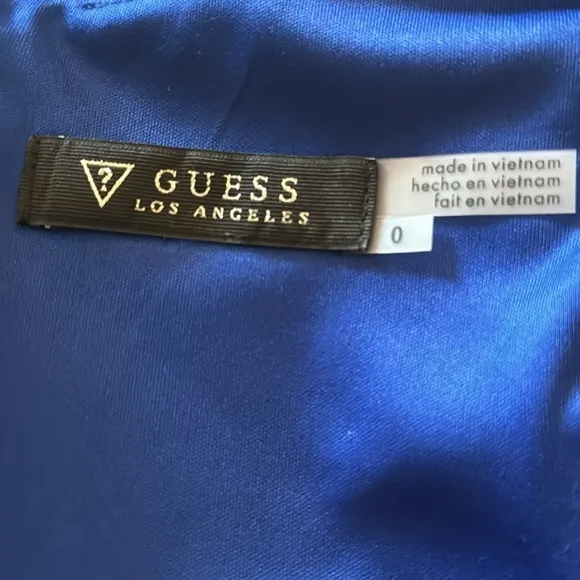 NWT guess size 0  Royal Blue Mesh V Sleeveless Short Fit N Flare Dress