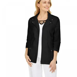 NWT Karen Scott Womens French Terry Notched-Collar Jacket. 100081656MS L