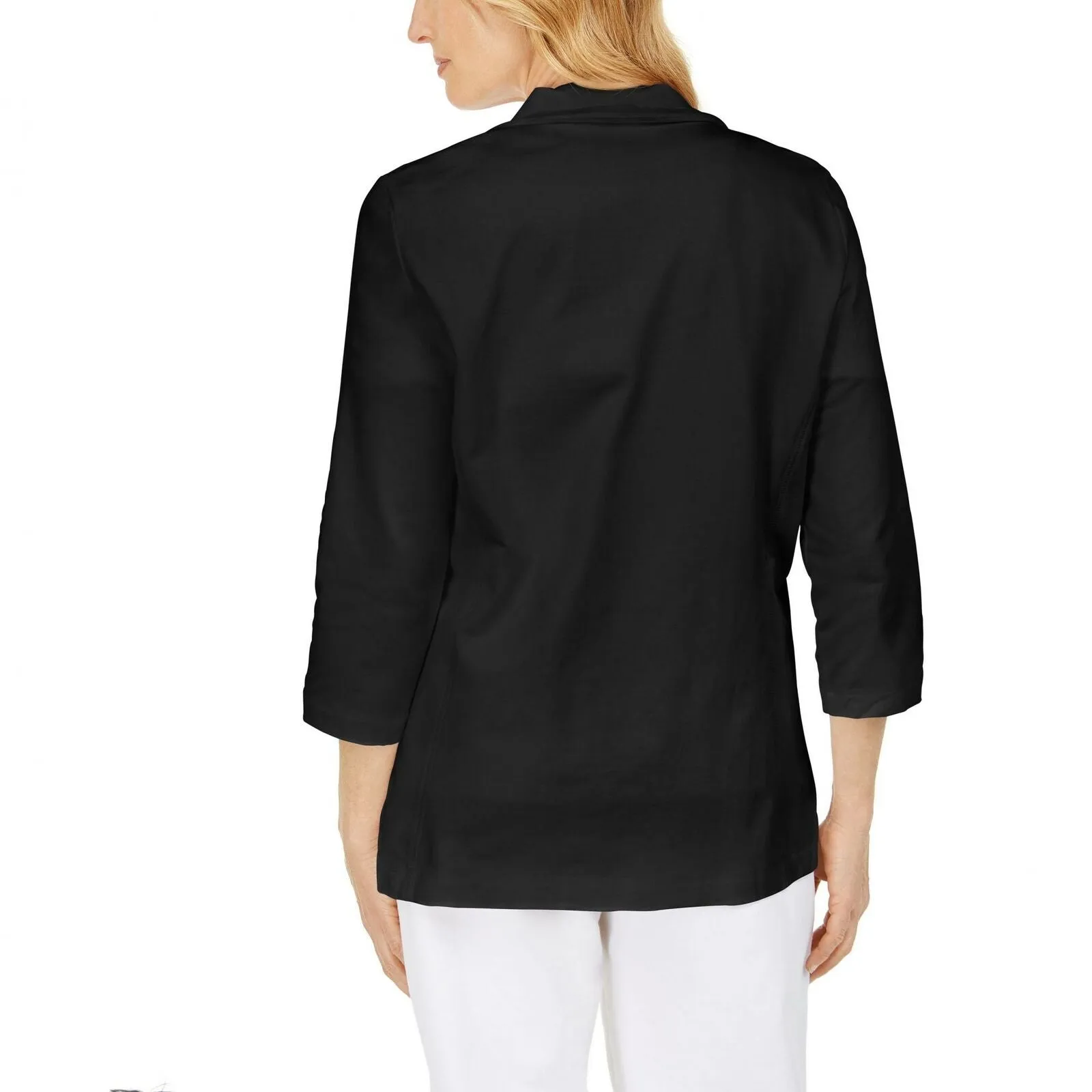 NWT Karen Scott Womens French Terry Notched-Collar Jacket. 100081656MS L