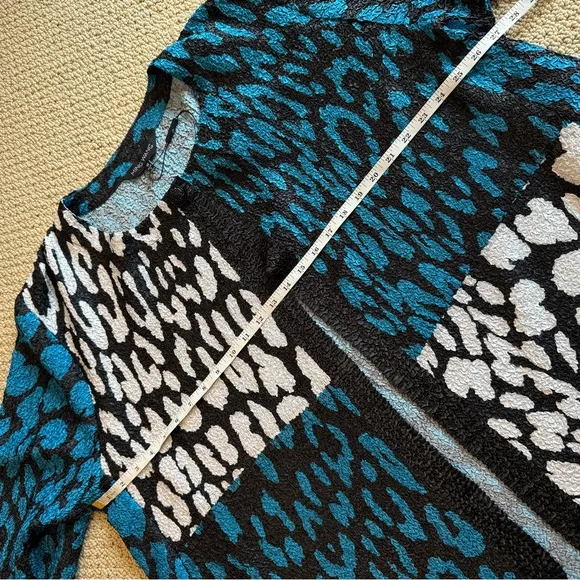 NWT Ming Wang Crinkle Jacket Cardigan Size 1X Lightweight Button Animal Blue