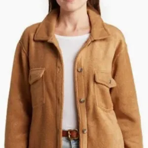 NWT Thread &amp; Supply Polar Fleece Shacket. Toasted Coconut. Size XL