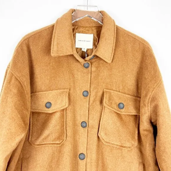 NWT Thread &amp; Supply Polar Fleece Shacket. Toasted Coconut. Size XL