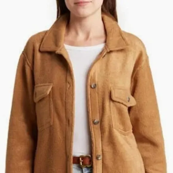 NWT Thread &amp; Supply Polar Fleece Shacket. Toasted Coconut. Size XL