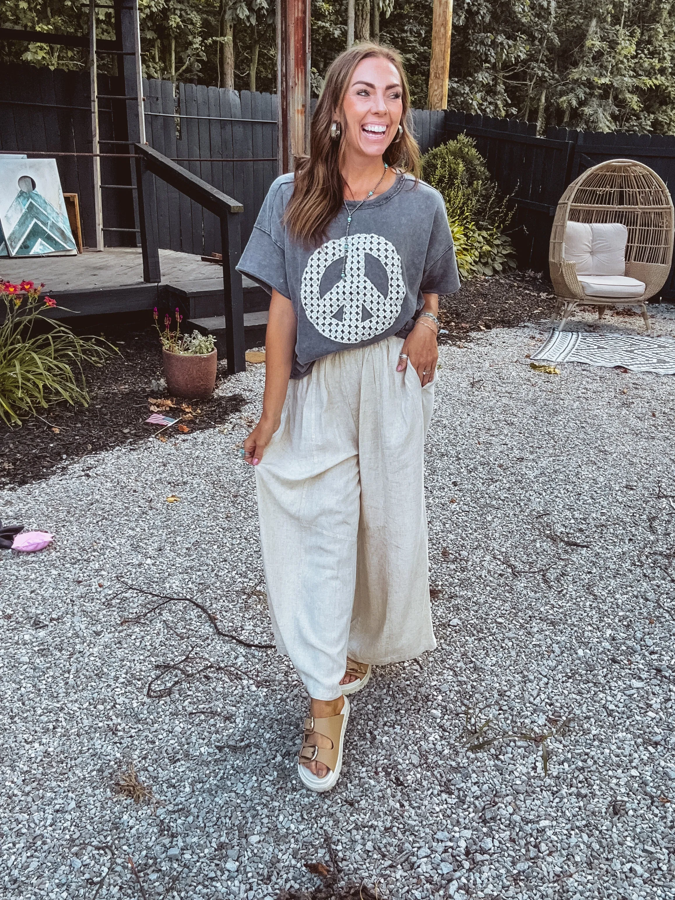 Oatmeal Mineral Wash Linen Pant
