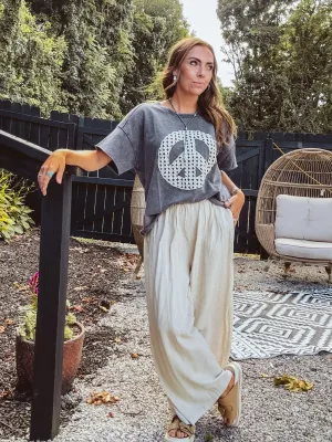 Oatmeal Mineral Wash Linen Pant