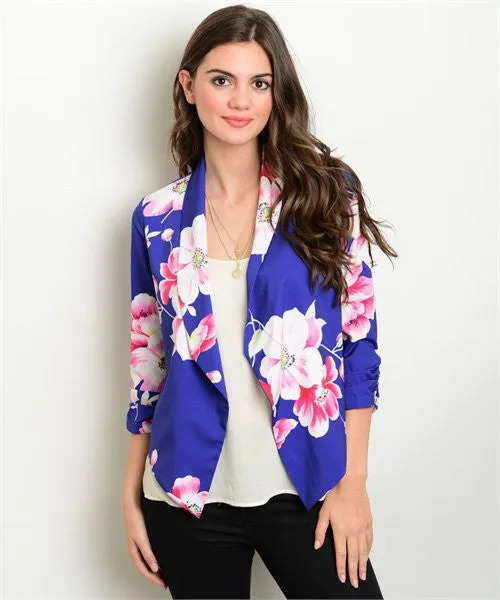 Open Front Floral Blazer