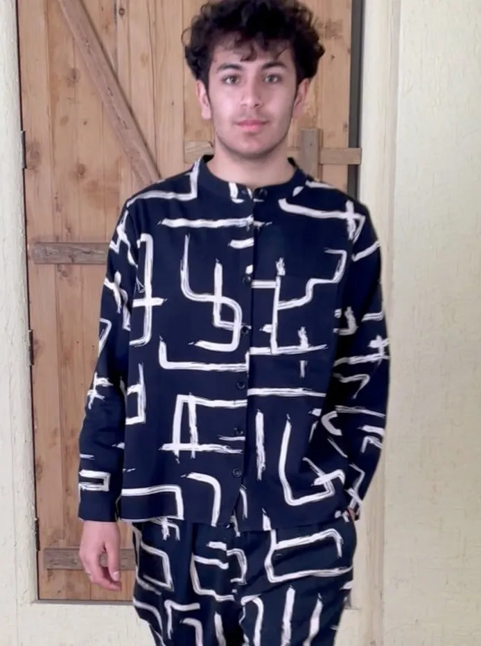 Organic Cotton & Linen Black and White Shirt