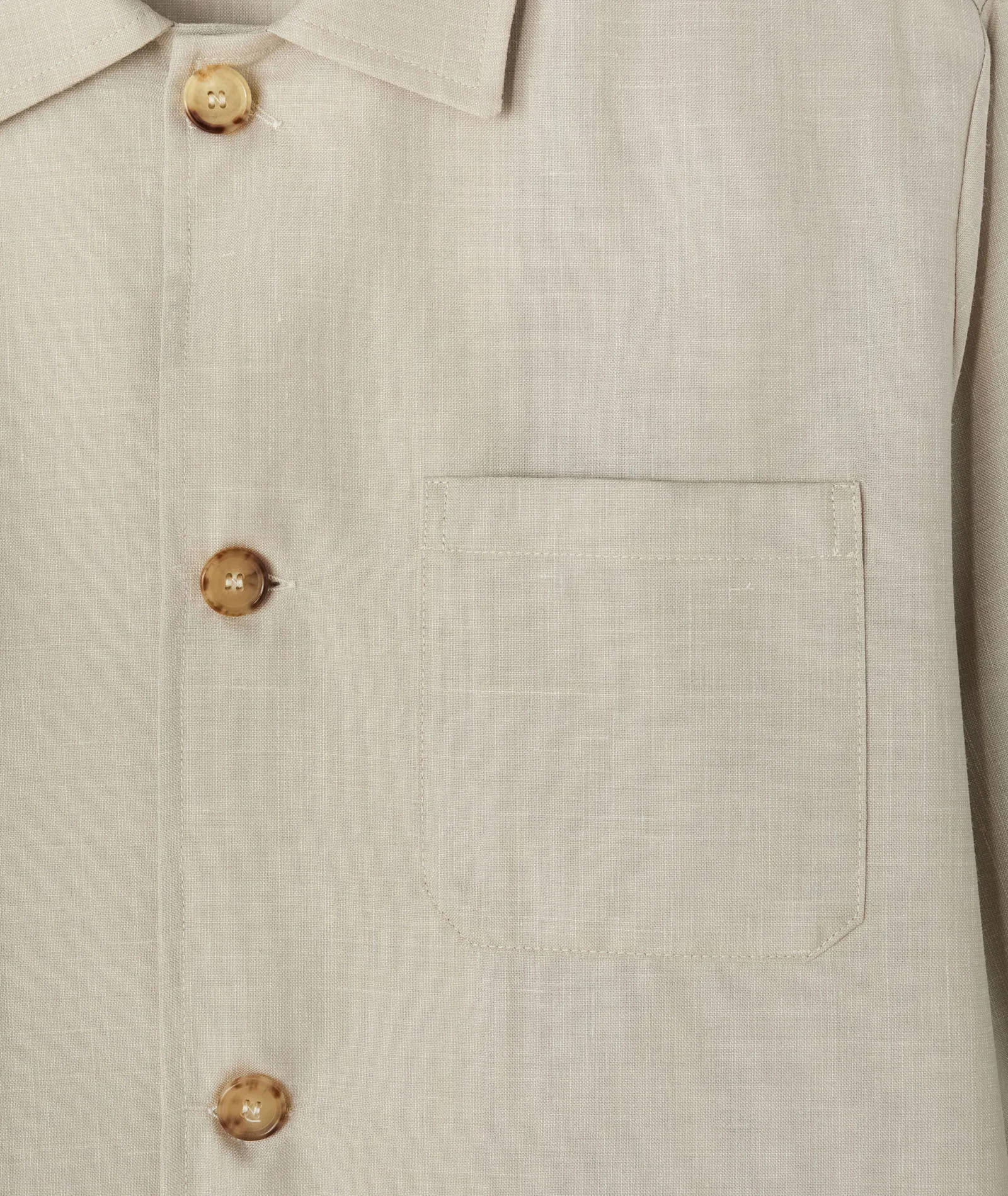 Overshirt in beige wool-silk-linen blend with slub effect