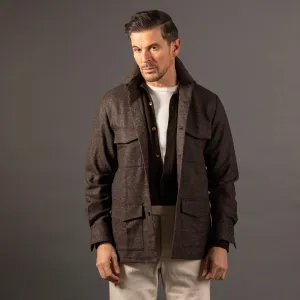Overshirt in Chocolate Brown Tweed