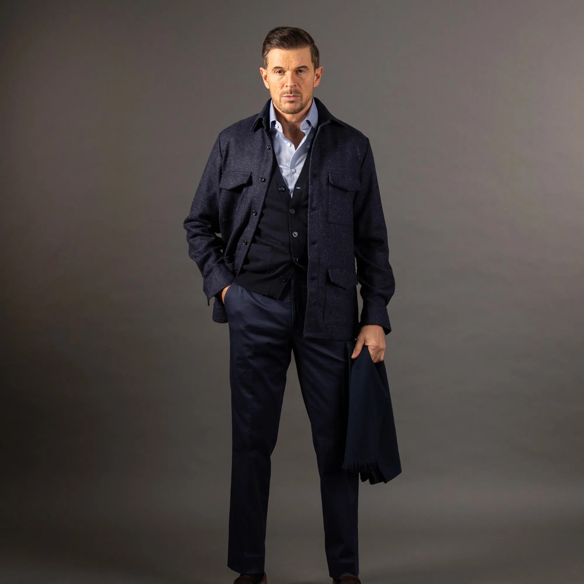 Overshirt in Navy Tweed
