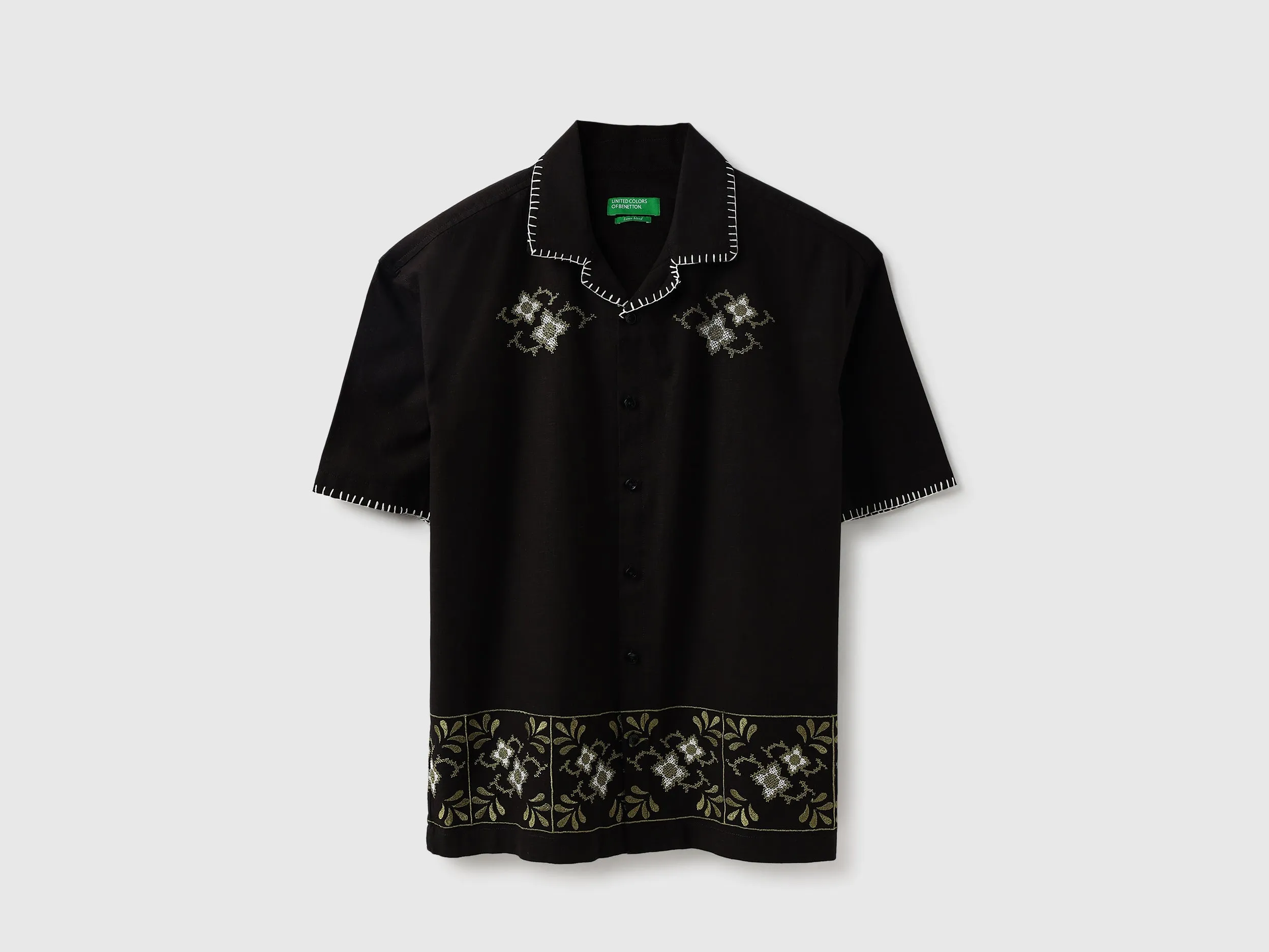 Oversized Fit Resort Collar Embroidered Shirt