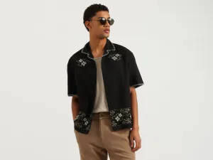 Oversized Fit Resort Collar Embroidered Shirt