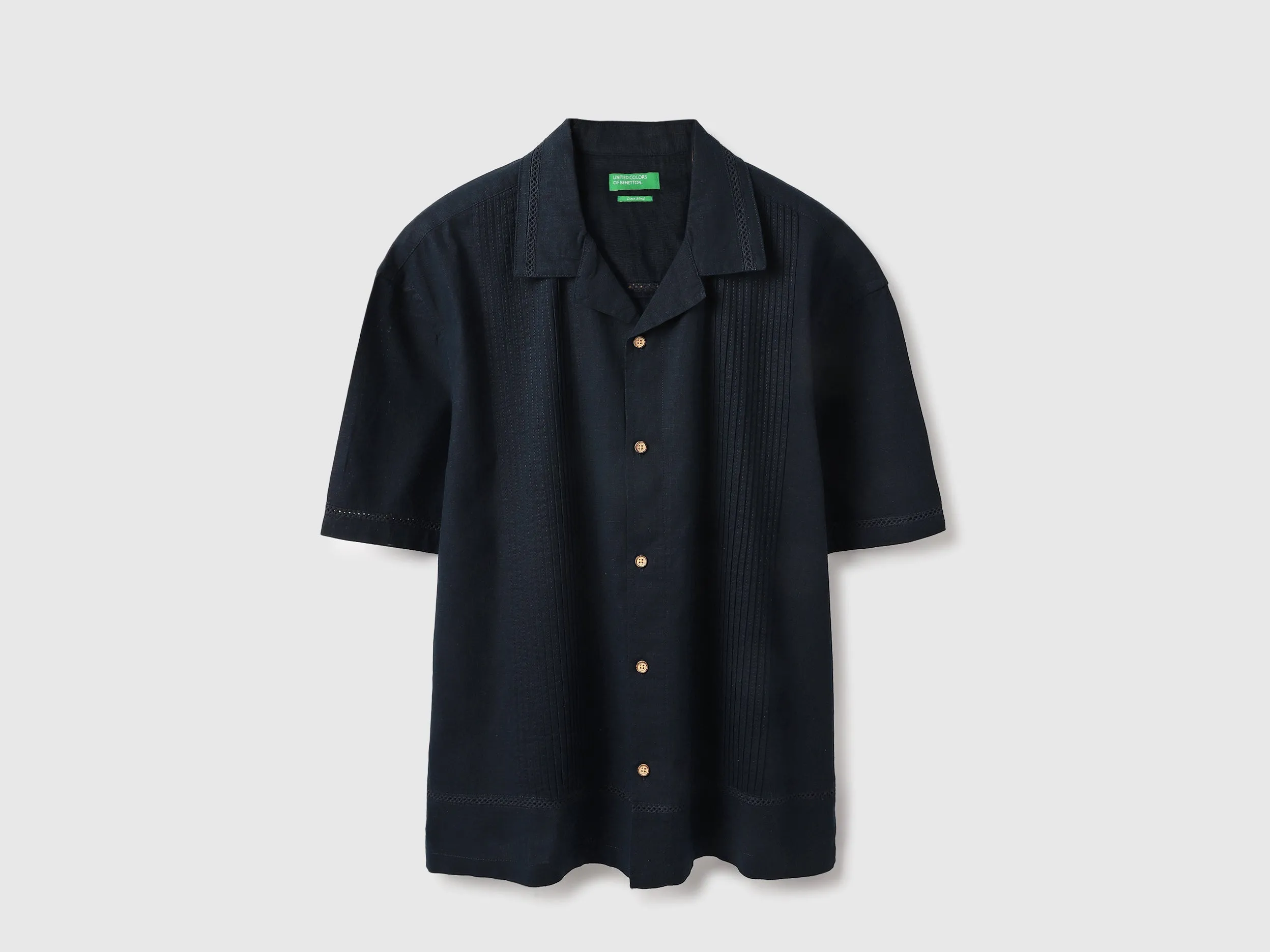 Oversized Fit Resort Collar Pintuck Shirt